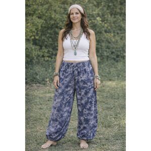 Lotus & Luna Size XL Navy Blue Harem Pants Yoga Boho Tie Dye Comfort